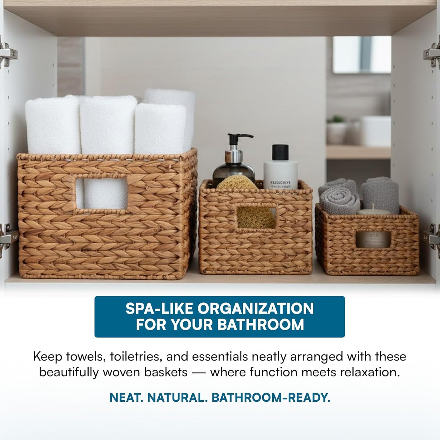 STO-02882 Nesting Banana Leaf Baskets – 3-Pack Multisize Natural Handwoven Storage Bins for Home, Closet & Decorative Use