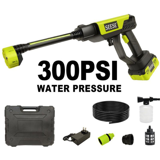 SEESE Cordless Pressure Washer – Portable Bottle-Compatible Power Cleaner with Single Port Charger Base for Car, Home & Garden Use