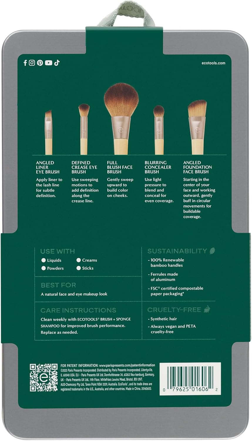 6-Piece Start the Day Beautifully Makeup Brush Set – Eco-Friendly Vegan Brushes for Eyeshadow, Blush, Concealer & Foundation with Synthetic Bristles