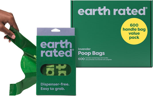 Dog Poo Bags with Handles – 600 Count Lavender Scented Leak-Proof Waste Bags, Easy-Tie Value Pack for Clean & Convenient Disposal