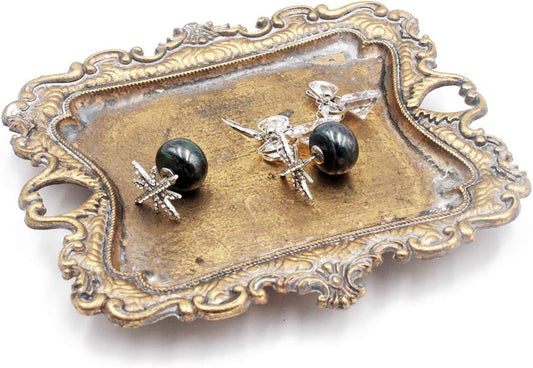Vintage Gold Jewellery Dish with Organizer Box – Elegant Trinket Tray for Rings, Earrings & Accessories