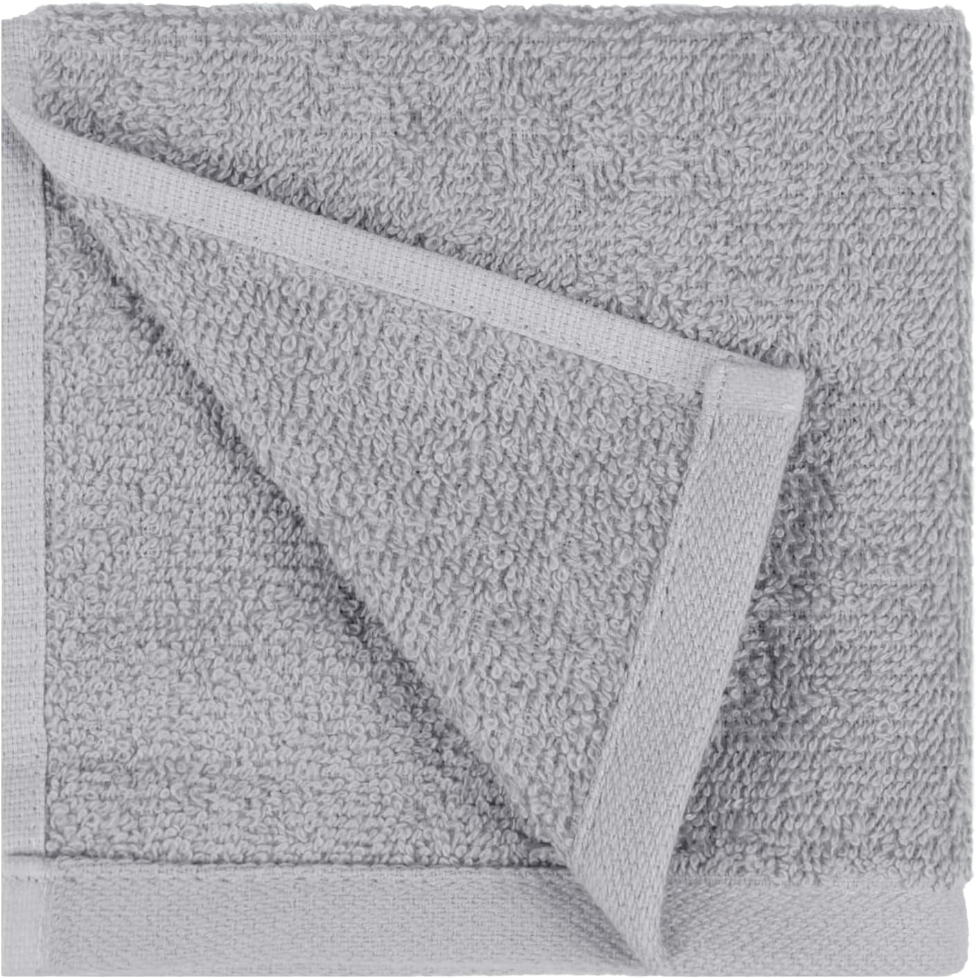 12-Pack Grey Face Towels – 100% Cotton Extra Absorbent Washcloths, Fast-Drying Salon Towels for Bathroom (30×30 cm)