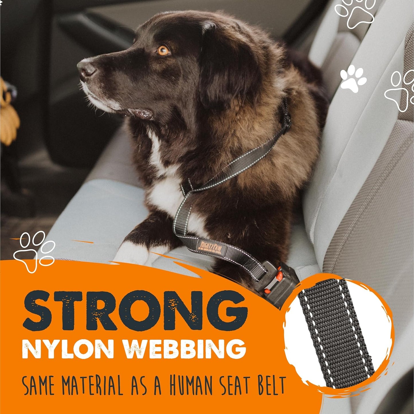 Dog Car Seat Belt – Universal Pet Safety Harness with Adjustable Strap, All-Metal Hardware & Human-Grade Seatbelt Material (Black)