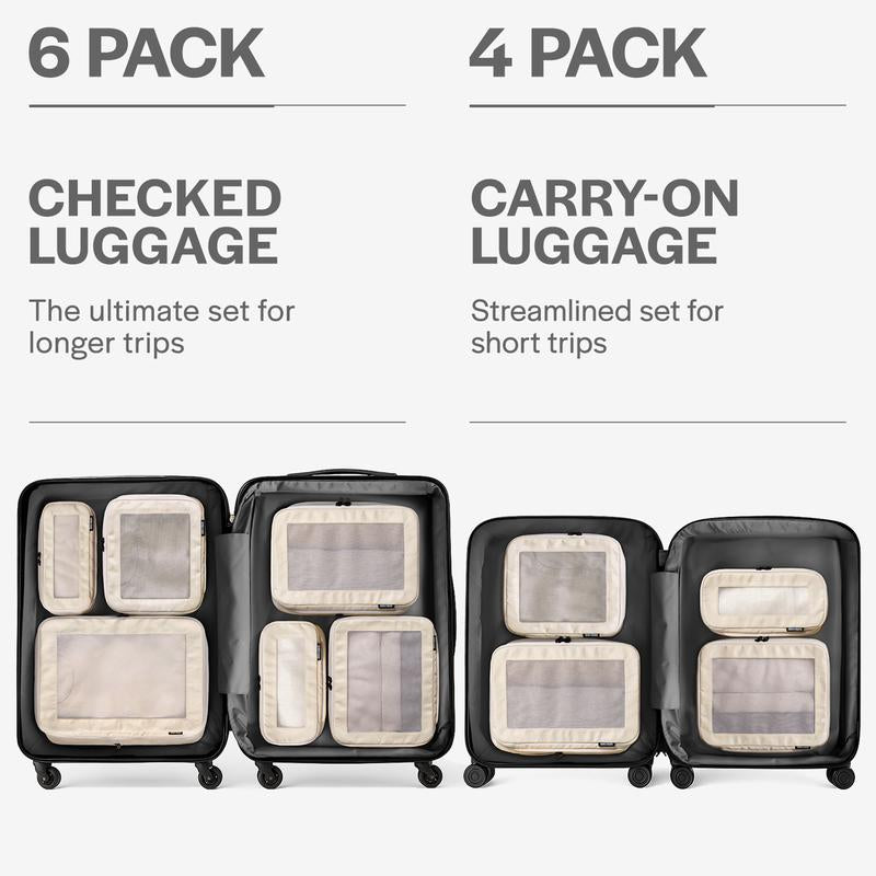 AEROTRUNK Compression Packing Cubes – Premium Nylon Twill Travel Organizers with Breathable Mesh, Double Zippers & Water-Resistant Design