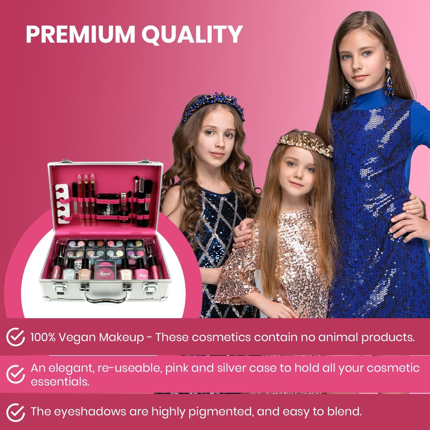 Dazzling 60-Piece Vegan Makeup Set – Elegant Silver Travel Case for Teenagers & Women, Compact & Lightweight Design
