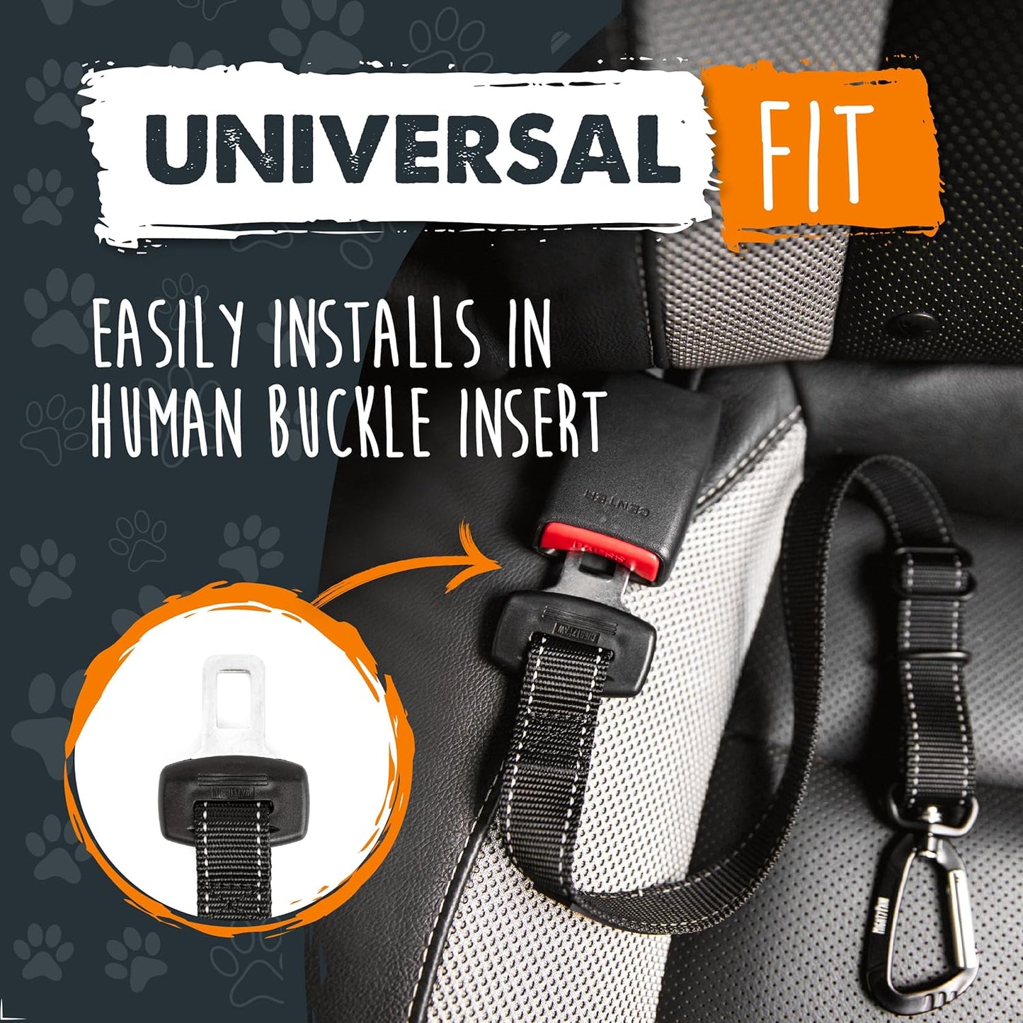 Dog Car Seat Belt – Universal Pet Safety Harness with Adjustable Strap, All-Metal Hardware & Human-Grade Seatbelt Material (Black)