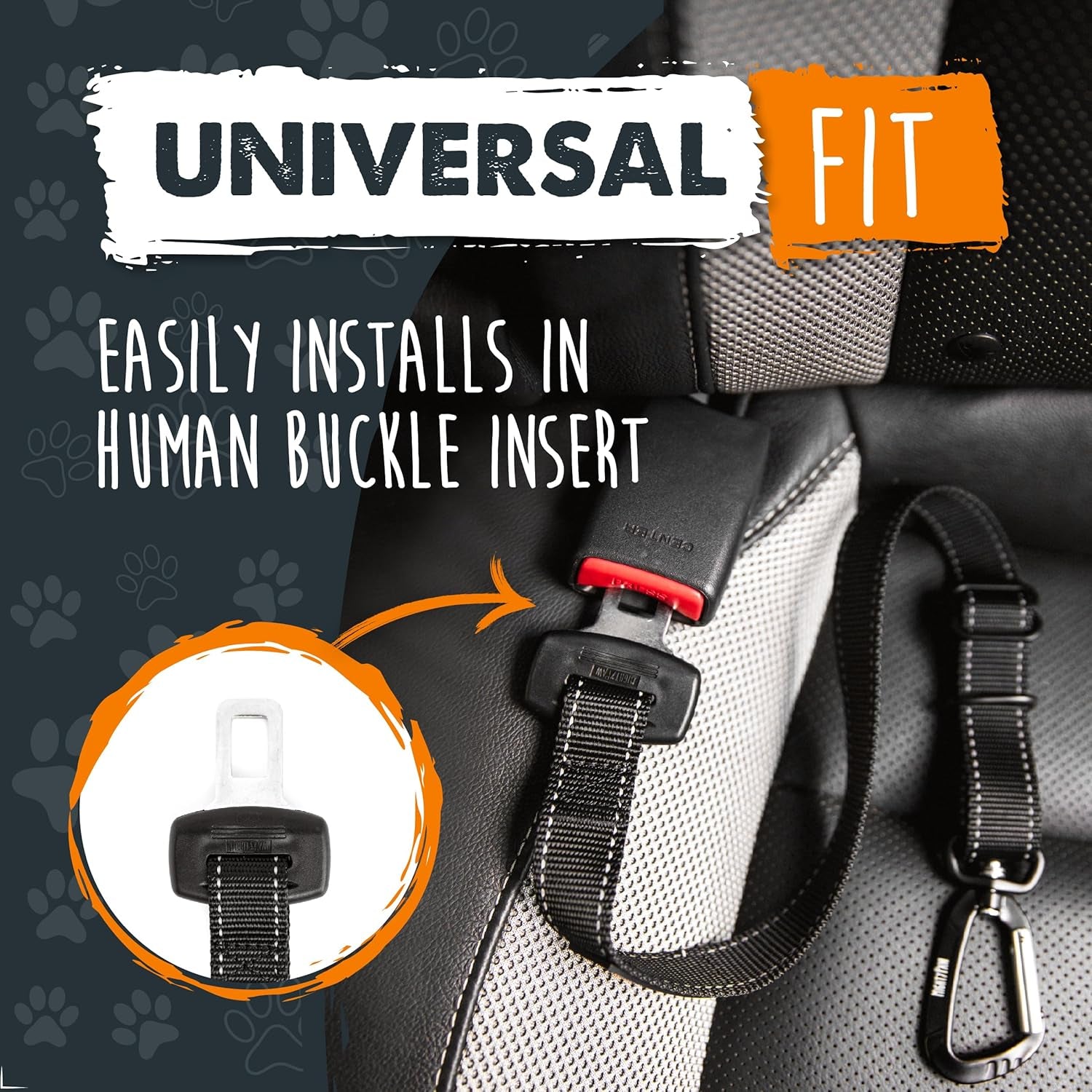 Dog Car Seat Belt – Universal Pet Safety Harness with Adjustable Strap, All-Metal Hardware & Human-Grade Seatbelt Material (Black)