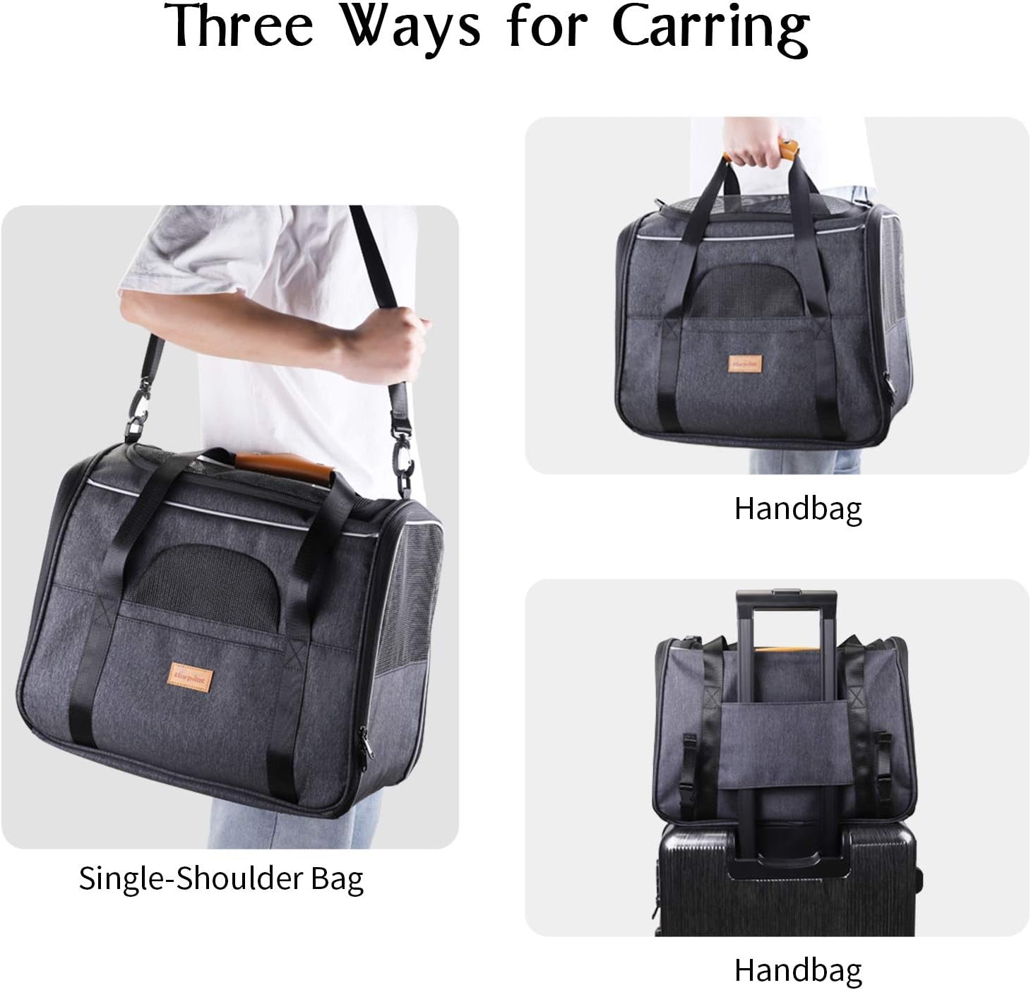 Portable Cat & Small Dog Carrier – Foldable Soft-Sided Pet Travel Bag with Shoulder Strap, Removable Mat & Bowl – Airline Approved