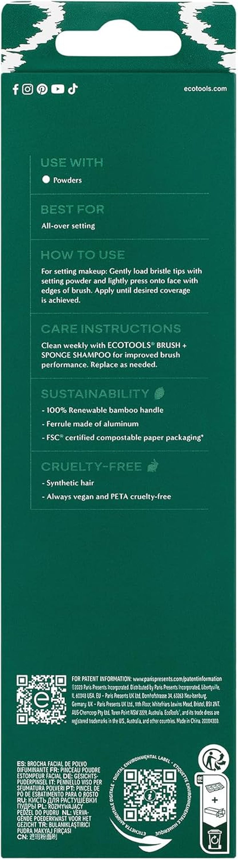 Blurring Powder Makeup Brush – Large Fluffy Brush for Loose & Pressed Powder, Synthetic Bristles, Eco-Friendly, Cruelty-Free & Vegan x1