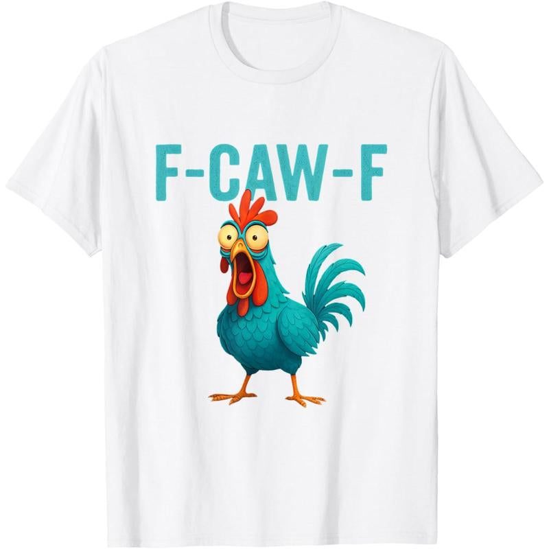 F-CAW-F Funny Rooster Chicken T-Shirt – Farm Animal Humour Tee for Bird Lovers, Country Life Fans & Barnyard Comedy (Unisex)