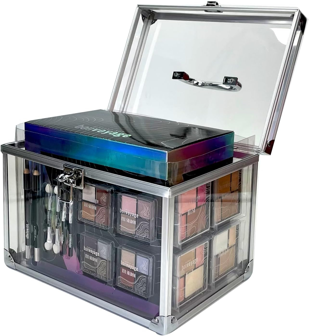 53-Piece Colour Delights Makeup Kit – Lipsticks, Eyeshadows, Blush, Manicure & Pedicure Set in Portable Transparent Case