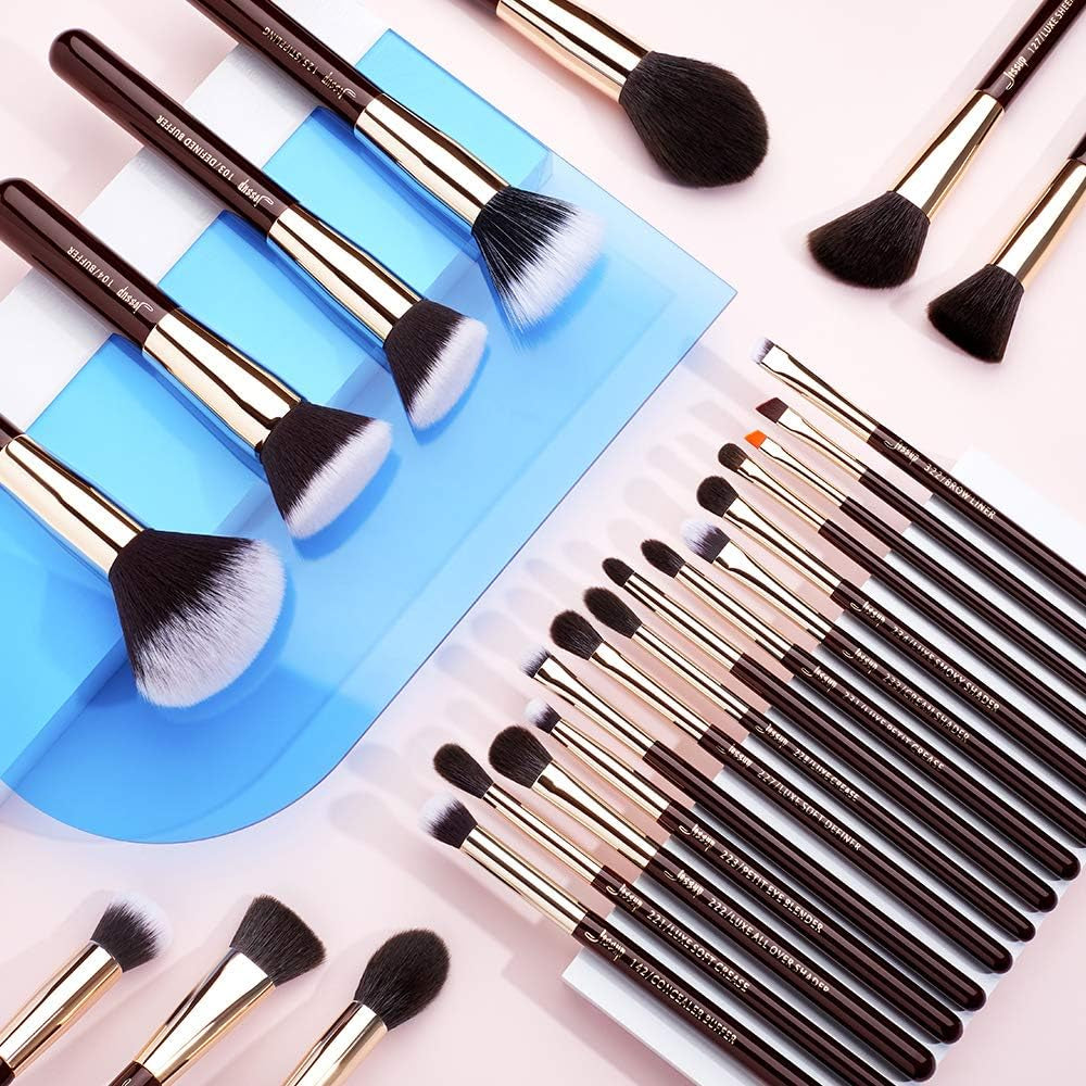 T280 25-Piece Professional Makeup Brush Set – Premium Natural Bristles for Foundation, Eyeshadow, Blending, Concealer, Blush & Highlight with Labelled Handles