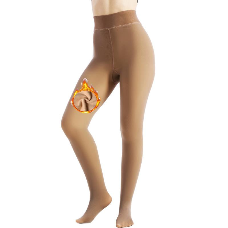 MueznaMuezna 5 SHADES Magic Fleece Lined Leggings – Closed Foot Tights with Light to Brown Fur  Plus Size Thermal Tights with Unique Metal Texture for Fall & Winter Comfort