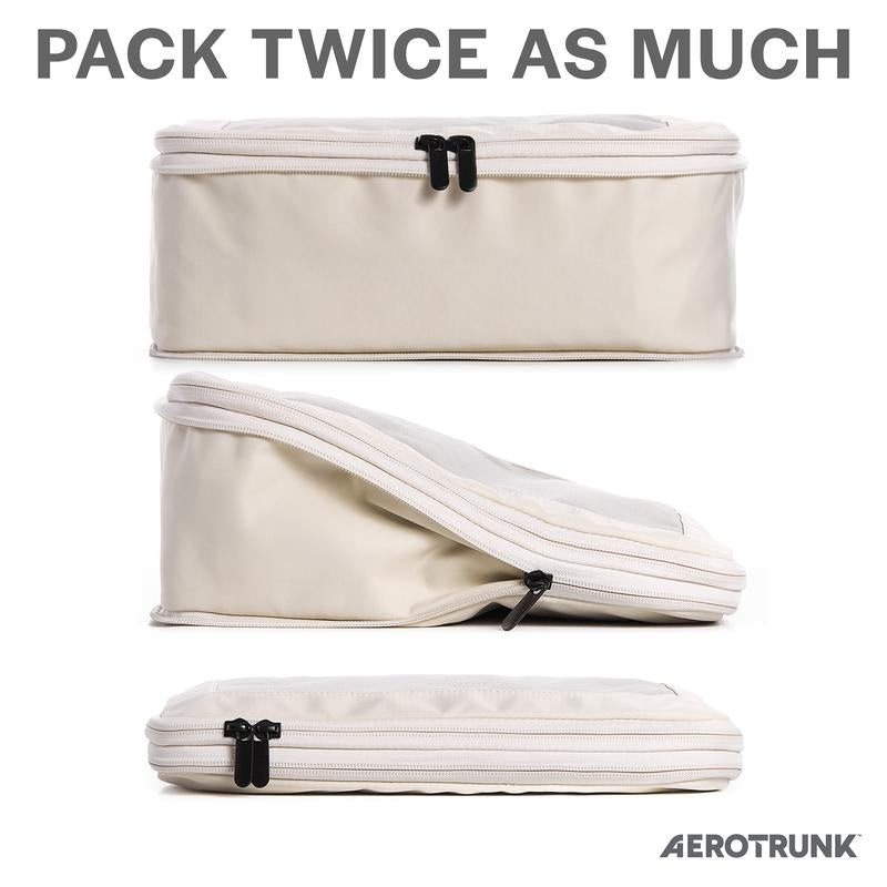 AEROTRUNK Compression Packing Cubes – Premium Nylon Twill Travel Organizers with Breathable Mesh, Double Zippers & Water-Resistant Design