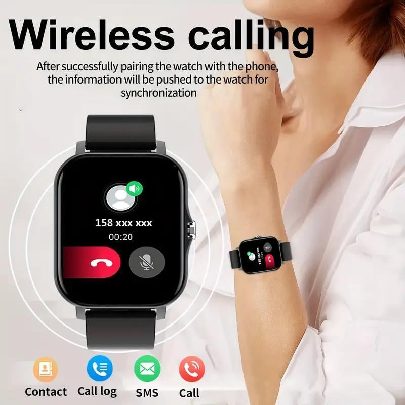 Smartwatch 2025 – Full HD Touchscreen Waterproof Fitness Tracker with Heart Rate & Sleep Monitor  Music, Alarm, Sports Modes  Compatible with Android & iPhone