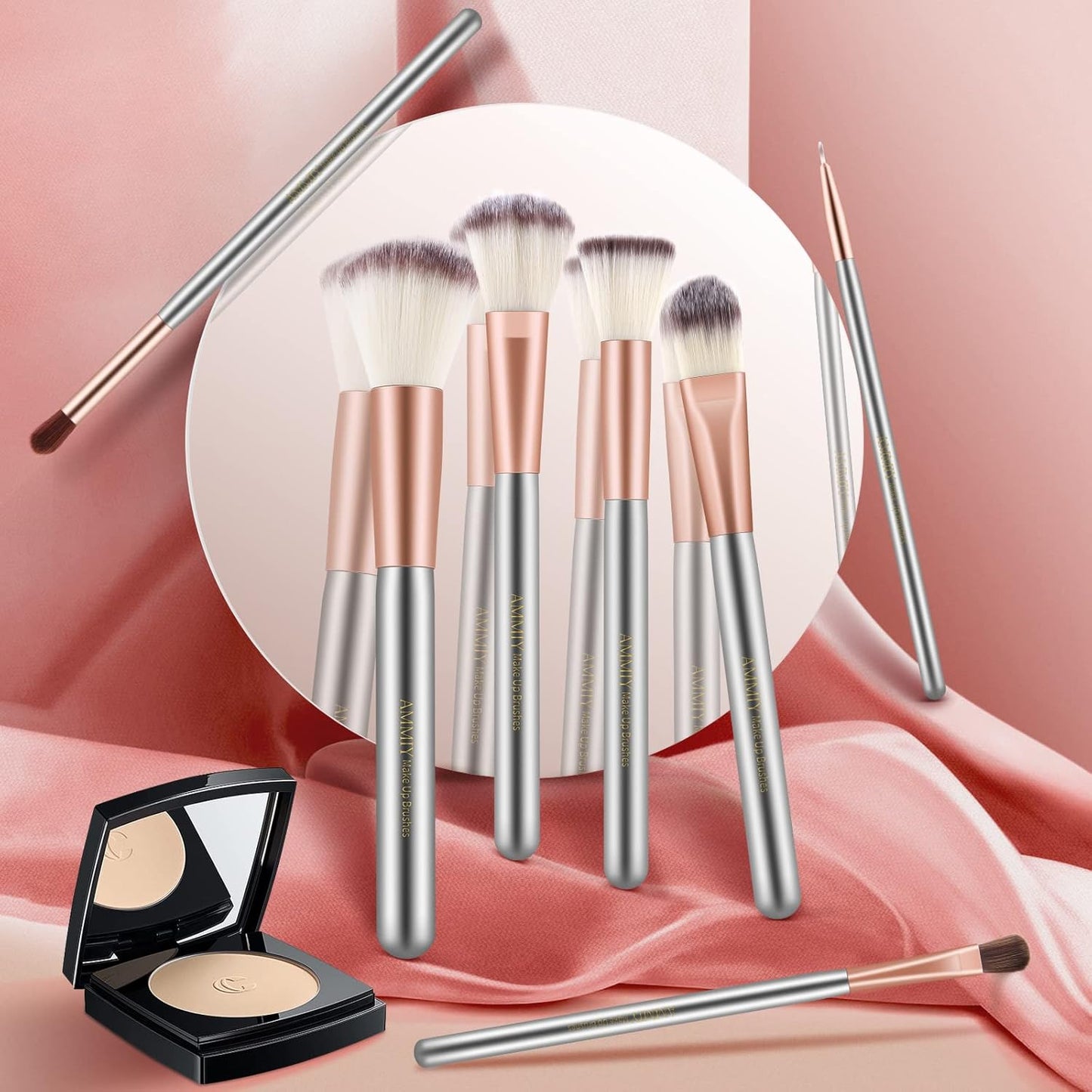 18-Piece Professional Makeup Brush Set – Premium Synthetic Brushes for Foundation, Powder, Blush, Eyeshadow & Eyeliner with PU Leather Travel Bag