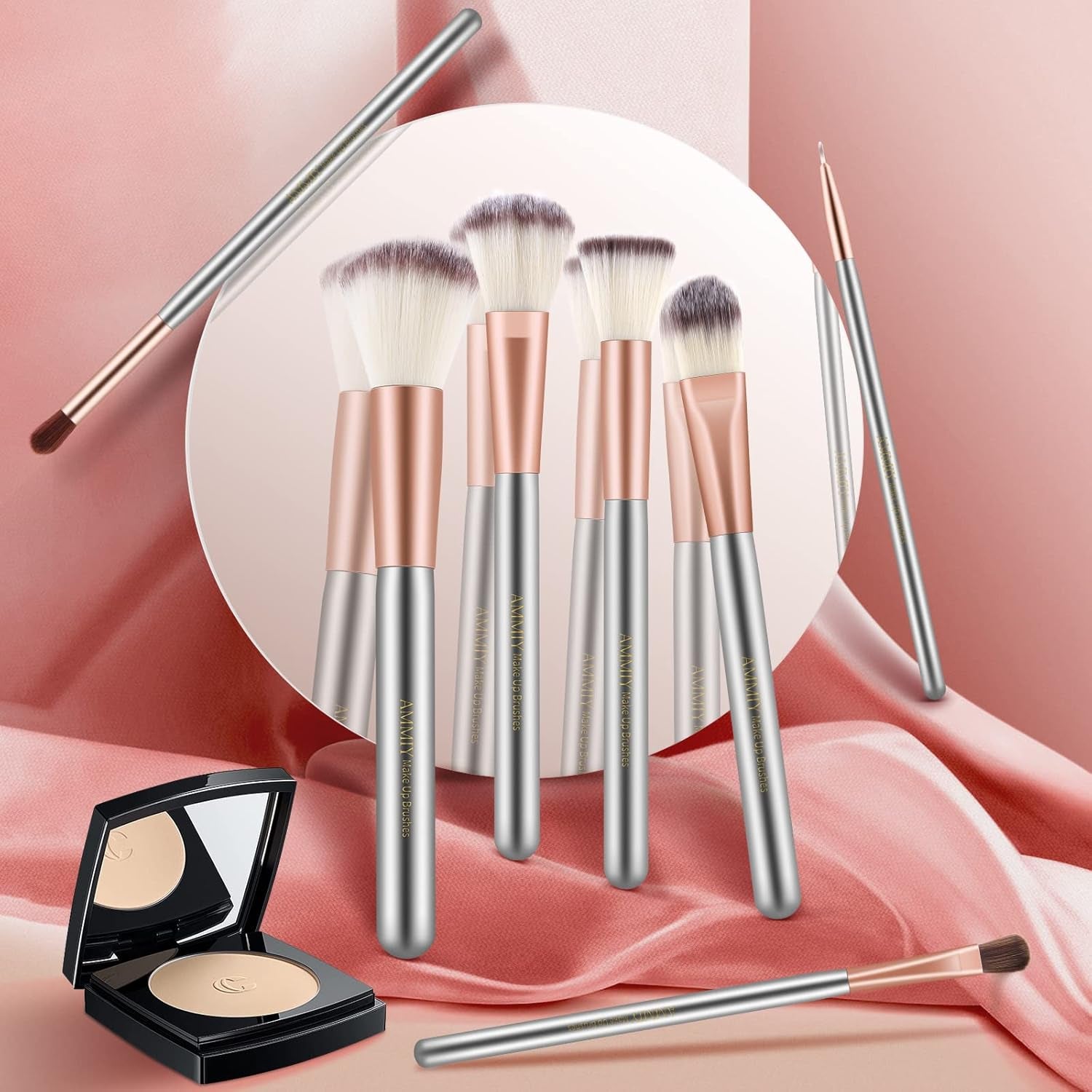 18-Piece Professional Makeup Brush Set – Premium Synthetic Brushes for Foundation, Powder, Blush, Eyeshadow & Eyeliner with PU Leather Travel Bag