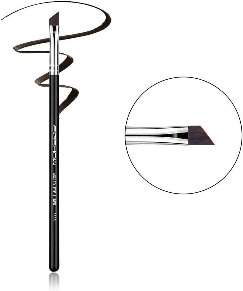 E835 2-Piece Eyeliner & Eyebrow Brush Set – Angled Kabuki Brushes for Eye Powder, Foundation & Precision Makeup Application