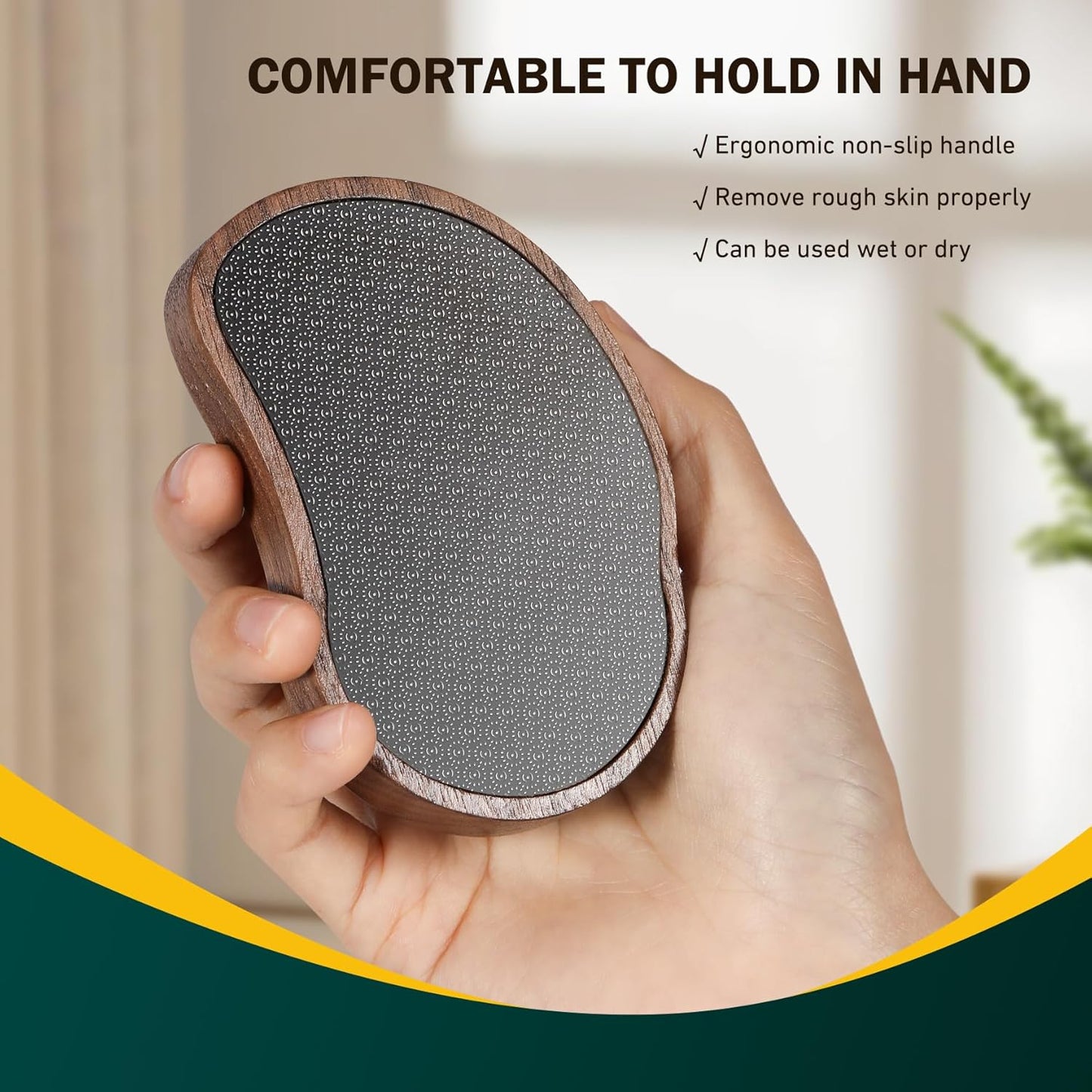 FVION Nano Glass Foot File – Callus Remover with Eco-Friendly Bamboo Handle for Wet & Dry Use, Brown Pedicure Scrubber for Cracked Heels