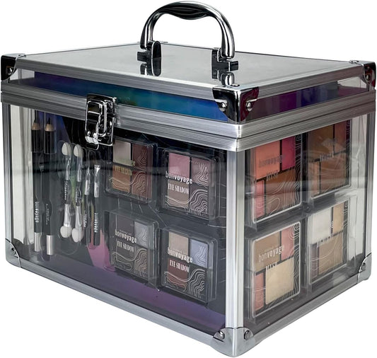 53-Piece Colour Delights Makeup Kit – Lipsticks, Eyeshadows, Blush, Manicure & Pedicure Set in Portable Transparent Case