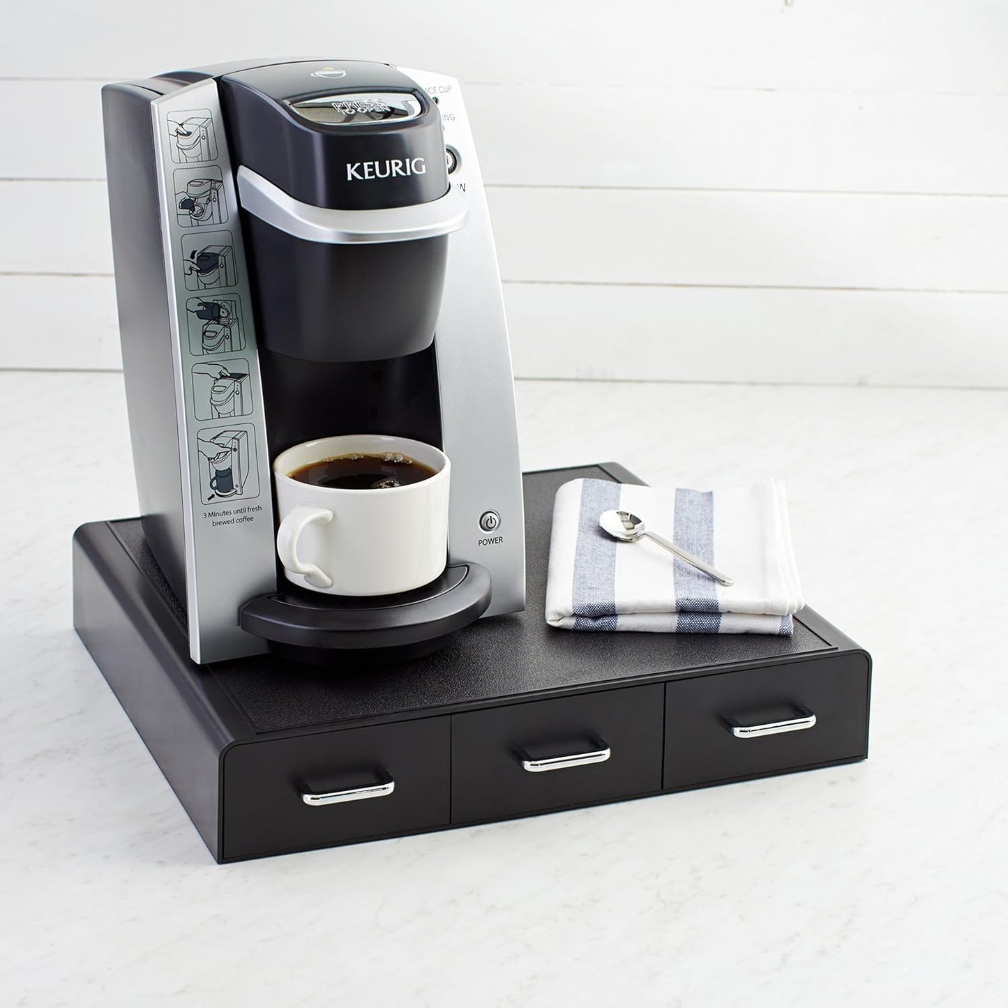 Coffee Pod Storage Drawer – Black Organizer for 36 K-Cup Pods, Space-Saving Countertop Holder
