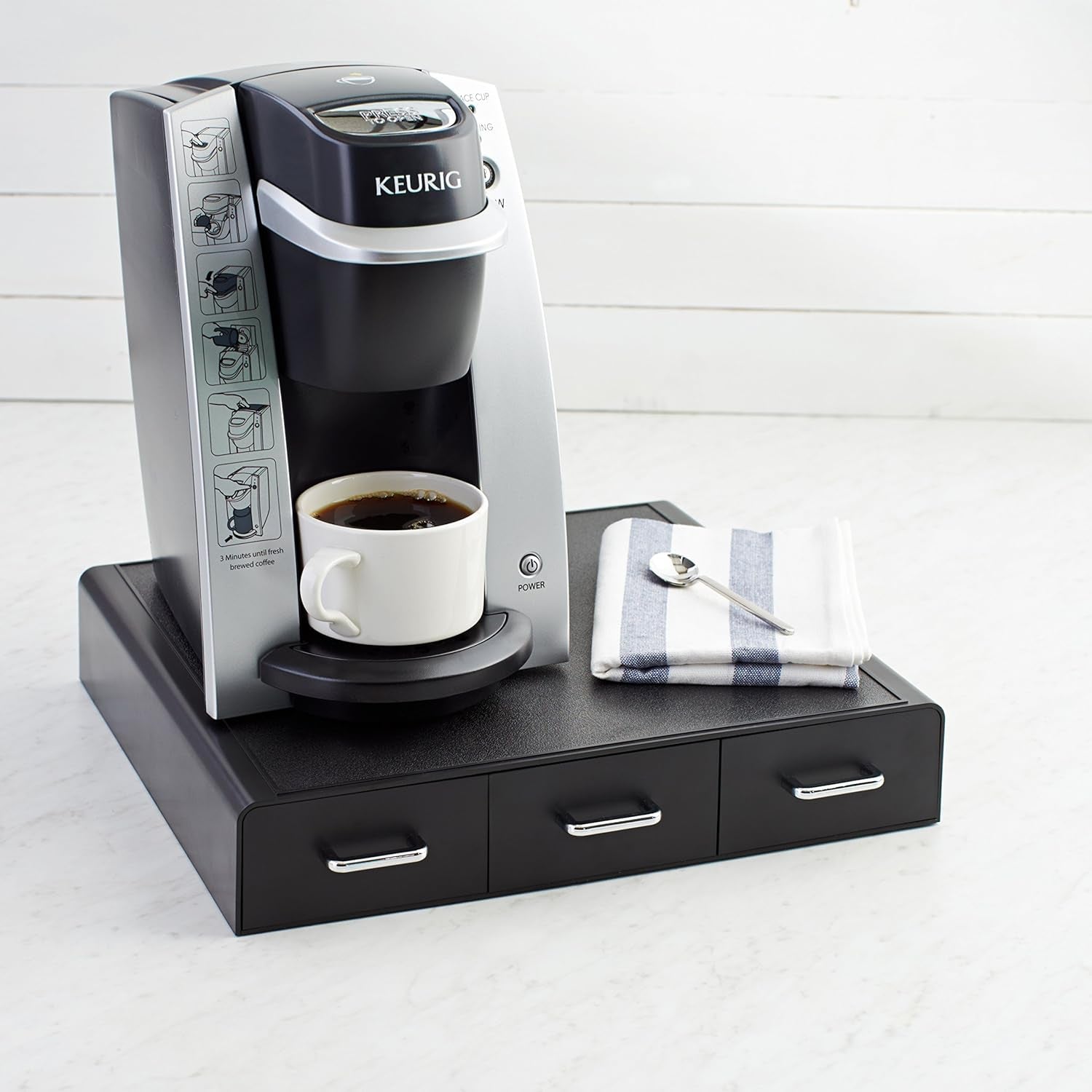 Coffee Pod Storage Drawer – Black Organizer for 36 K-Cup Pods, Space-Saving Countertop Holder
