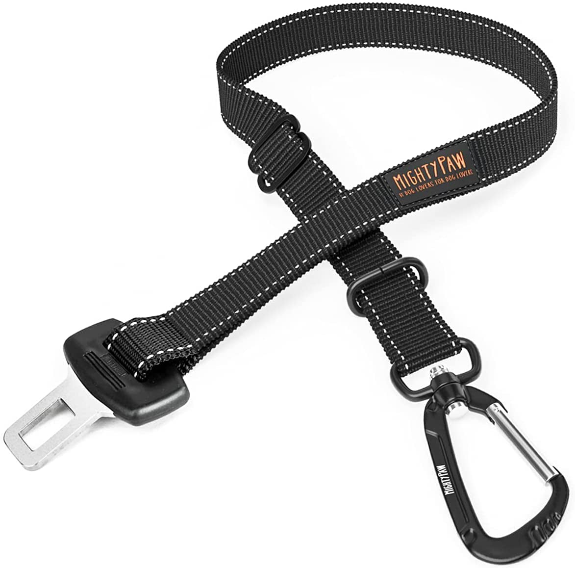 Dog Car Seat Belt – Universal Pet Safety Harness with Adjustable Strap, All-Metal Hardware & Human-Grade Seatbelt Material (Black)