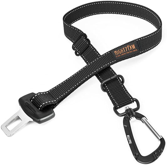 Dog Car Seat Belt – Universal Pet Safety Harness with Adjustable Strap, All-Metal Hardware & Human-Grade Seatbelt Material (Black)