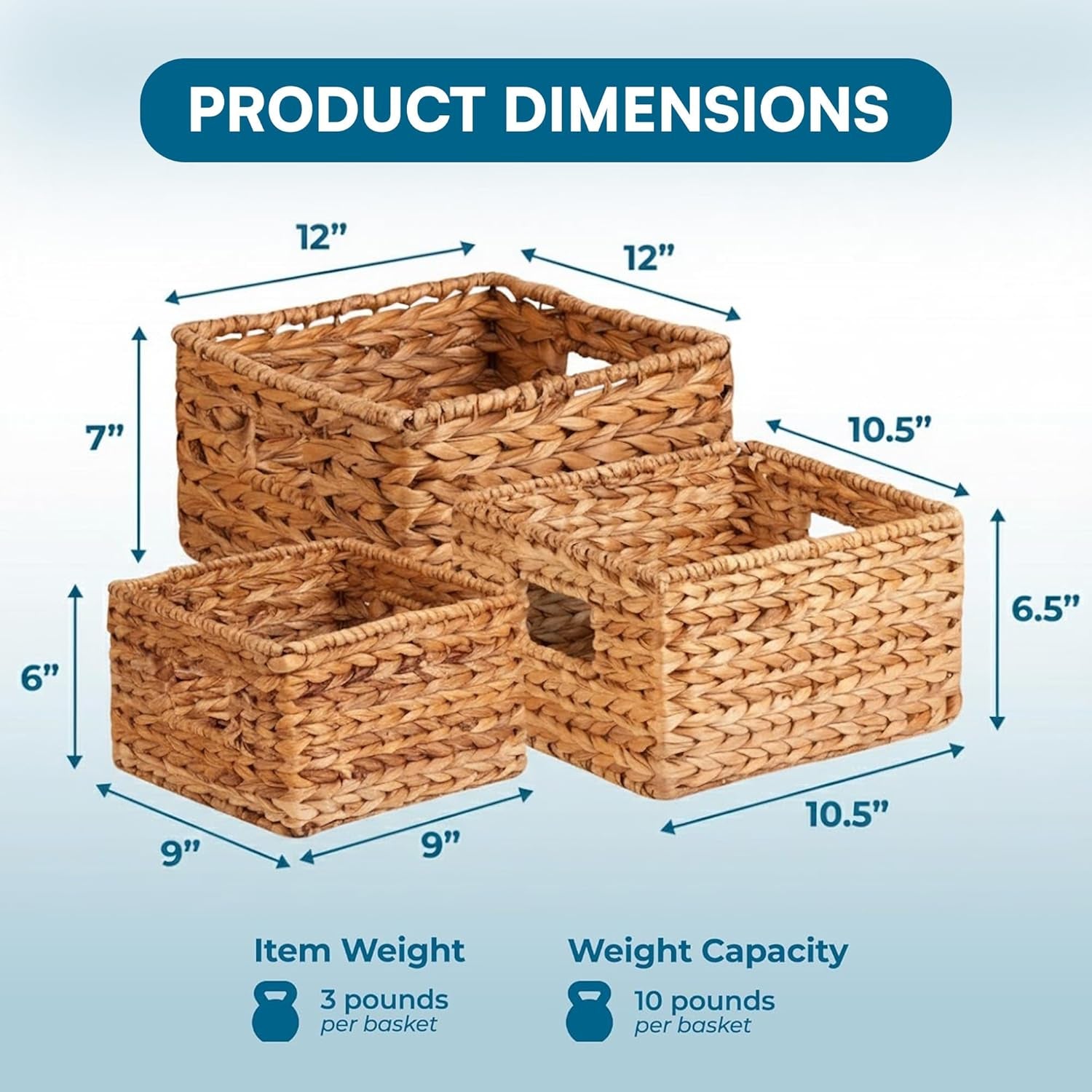 STO-02882 Nesting Banana Leaf Baskets – 3-Pack Multisize Natural Handwoven Storage Bins for Home, Closet & Decorative Use