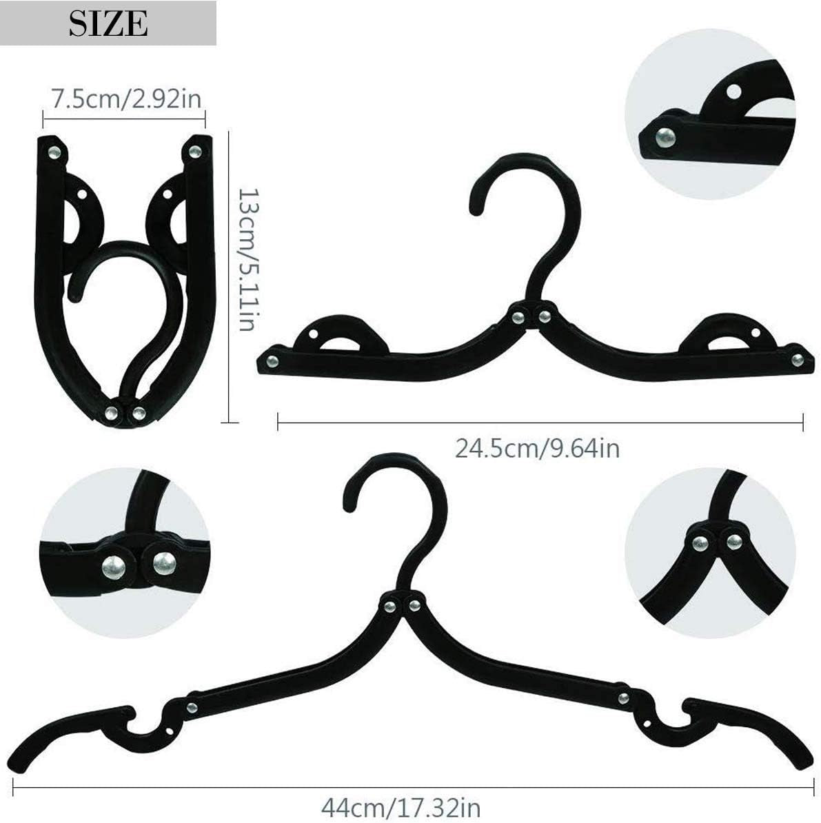 24-Pack Foldable Travel Hangers – Black Portable Clothes Drying Rack for Travel, Camping & Small Spaces
