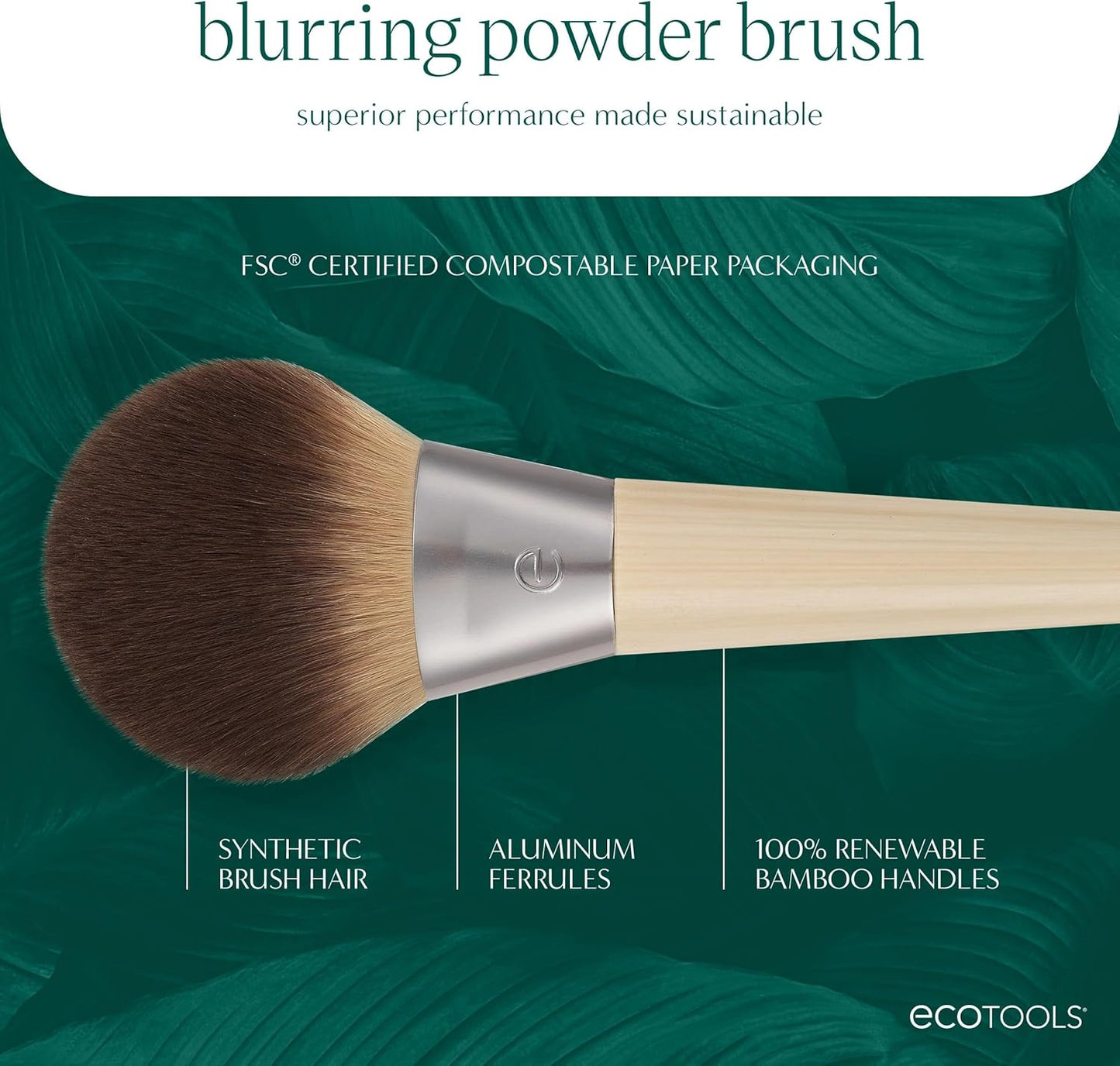 Blurring Powder Makeup Brush – Large Fluffy Brush for Loose & Pressed Powder, Synthetic Bristles, Eco-Friendly, Cruelty-Free & Vegan x1