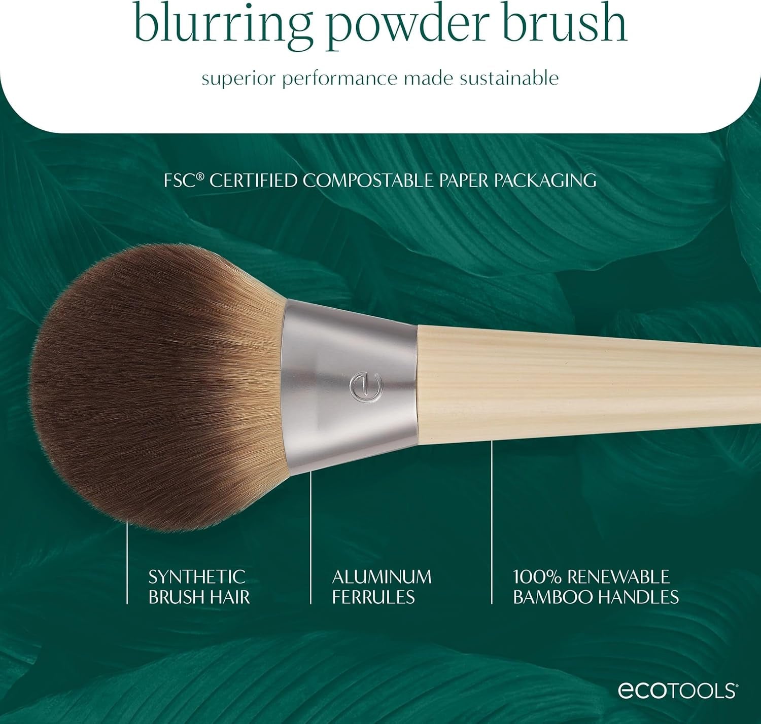 Blurring Powder Makeup Brush – Large Fluffy Brush for Loose & Pressed Powder, Synthetic Bristles, Eco-Friendly, Cruelty-Free & Vegan x1