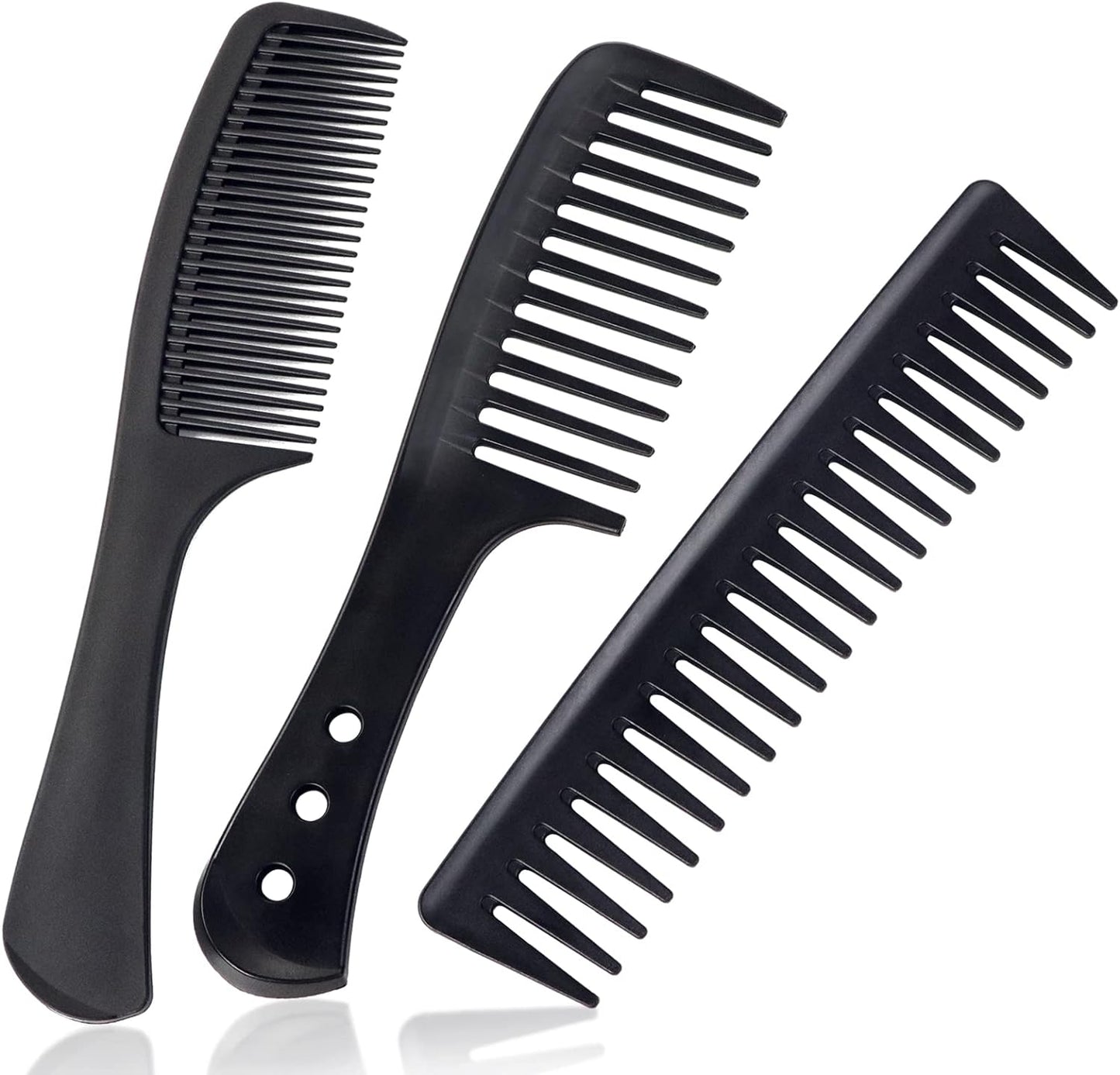 3-Piece Wide Tooth Comb Set – Carbon Fiber, Heat-Resistant & Anti-Static Styling Combs for All Hair Types