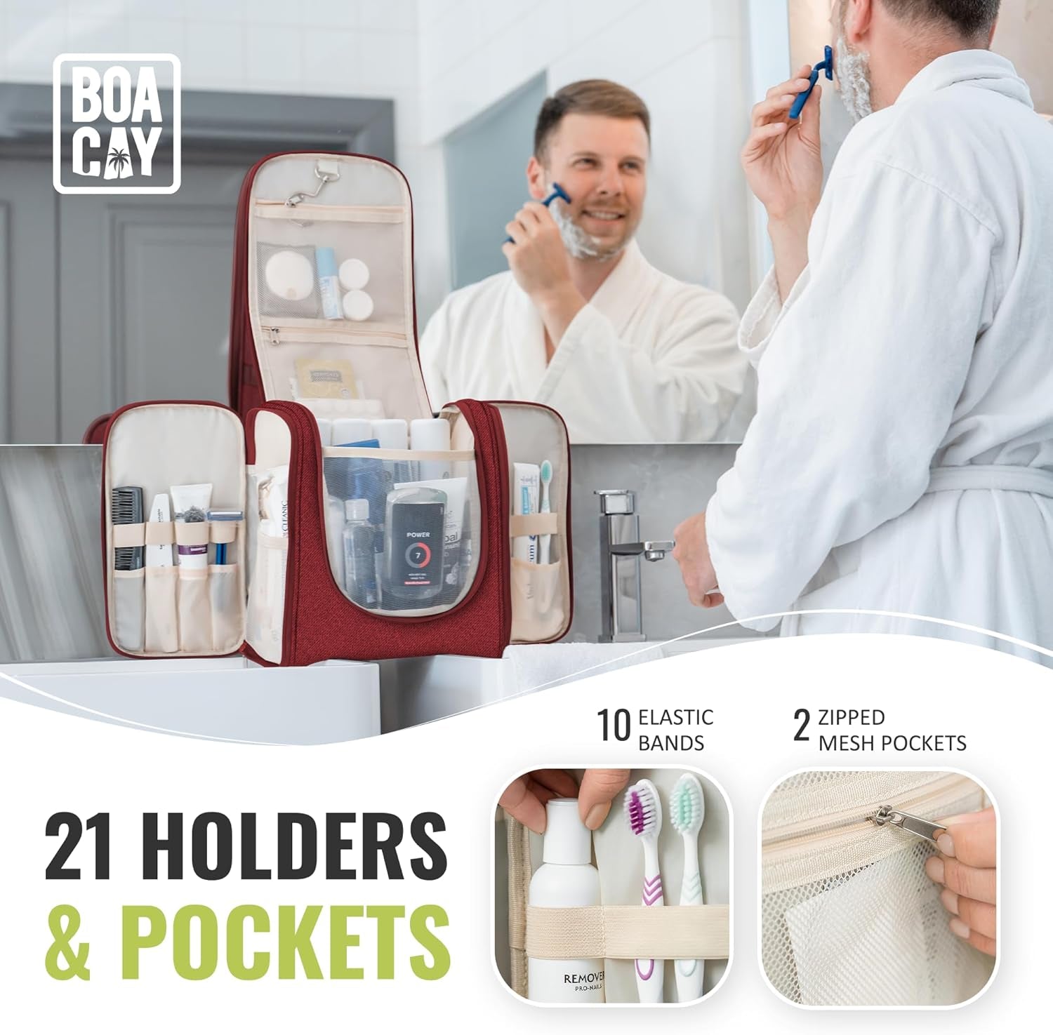 Extra Large Hanging Travel Toiletry Bag – Waterproof Makeup, Shower & Wash Organizer for Women & Men, Cosmetics & Essentials Storage