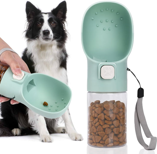 Handheld Dog Treat Dispenser with Built-In Clicker & Pouch – 6.7oz Green Feeder for Training, Walking, Hiking & Travel