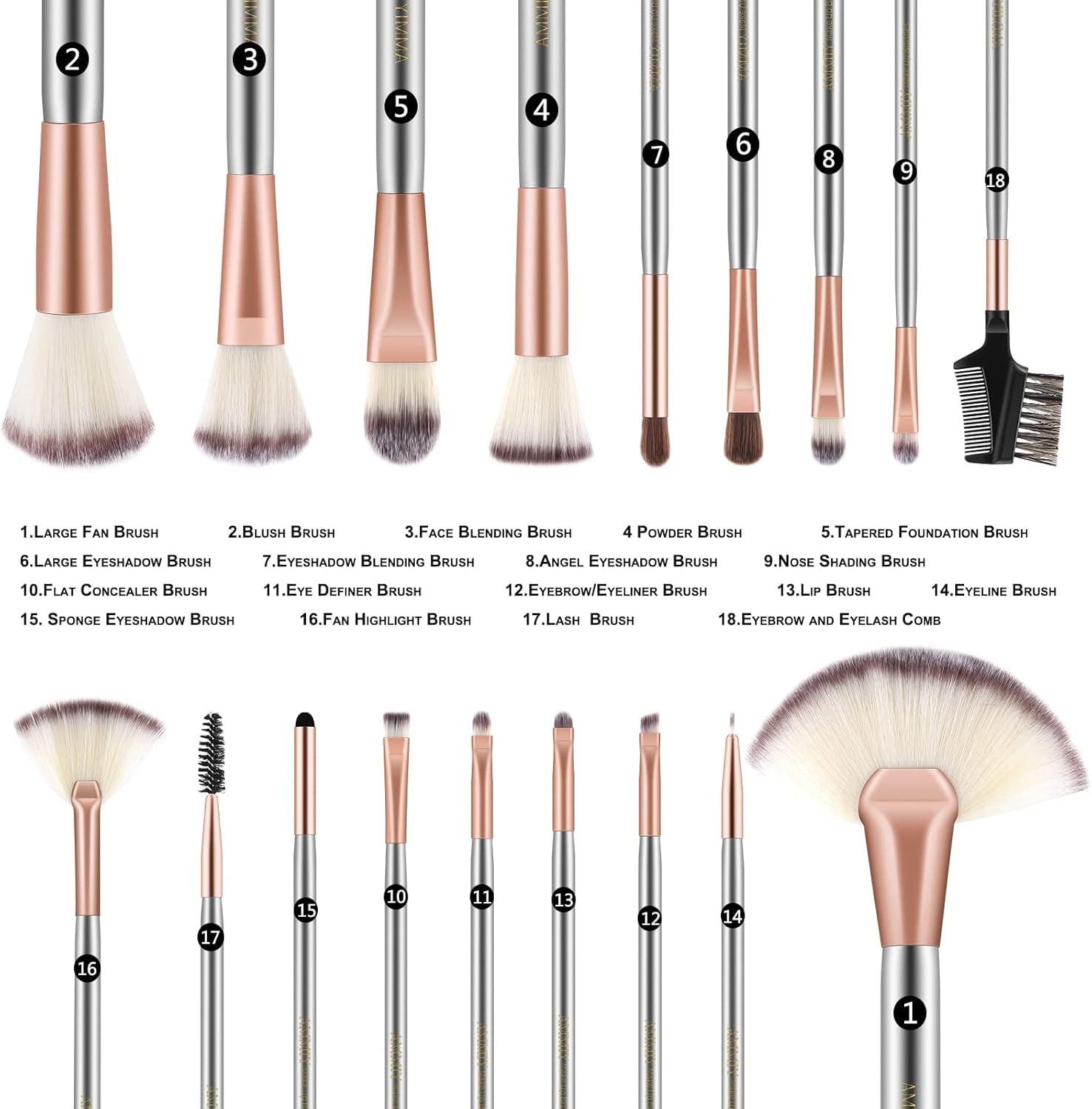18-Piece Professional Makeup Brush Set – Premium Synthetic Brushes for Foundation, Powder, Blush, Eyeshadow & Eyeliner with PU Leather Travel Bag