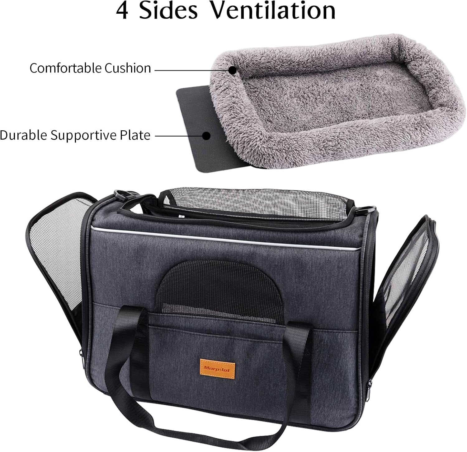 Portable Cat & Small Dog Carrier – Foldable Soft-Sided Pet Travel Bag with Shoulder Strap, Removable Mat & Bowl – Airline Approved