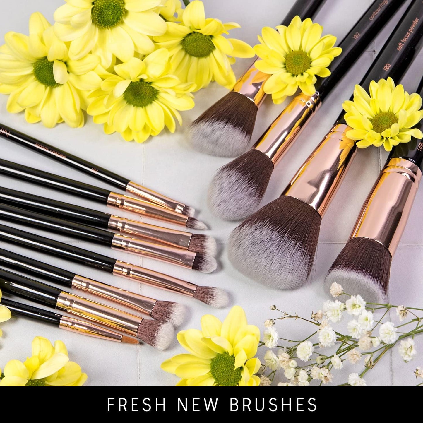 15-Piece Professional Vegan Makeup Brush Set – Award-Winning Beauty Kit with Travel Case, Blending Sponge, Brush Cleaner & Guide in Gift Box