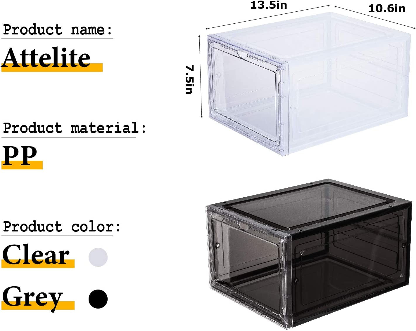 Drop-Front Shoe Storage Boxes – Set of 6 Stackable Clear Door Display Containers for Sneakers