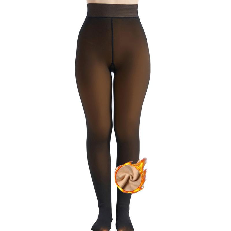 MueznaMuezna 5 SHADES Magic Fleece Lined Leggings – Closed Foot Tights with Light to Brown Fur  Plus Size Thermal Tights with Unique Metal Texture for Fall & Winter Comfort