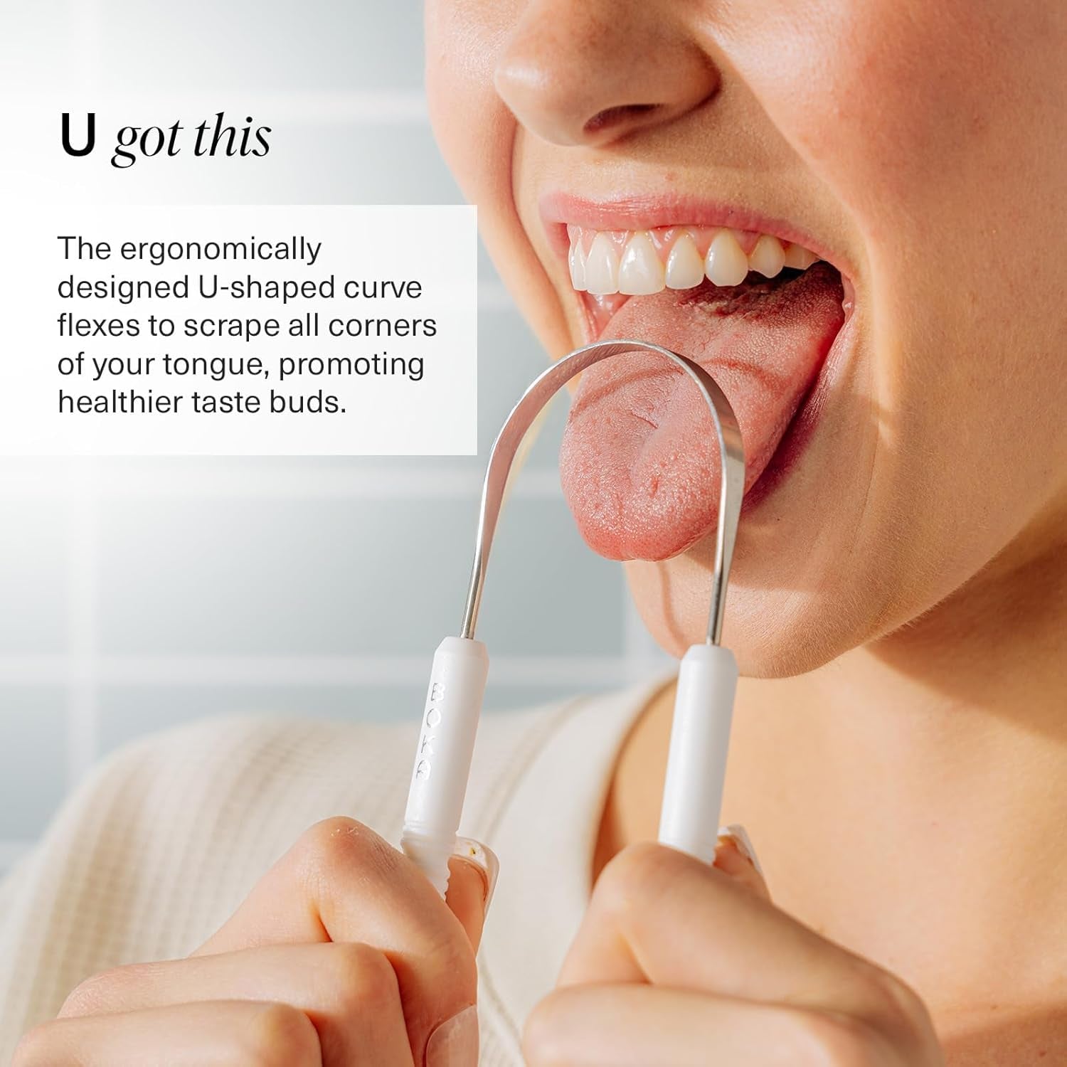 Stainless Steel Tongue Scraper for Adults & Kids – Breath-Freshening Cleaner with Case & Linen Travel Pouch (Pack of 1)
