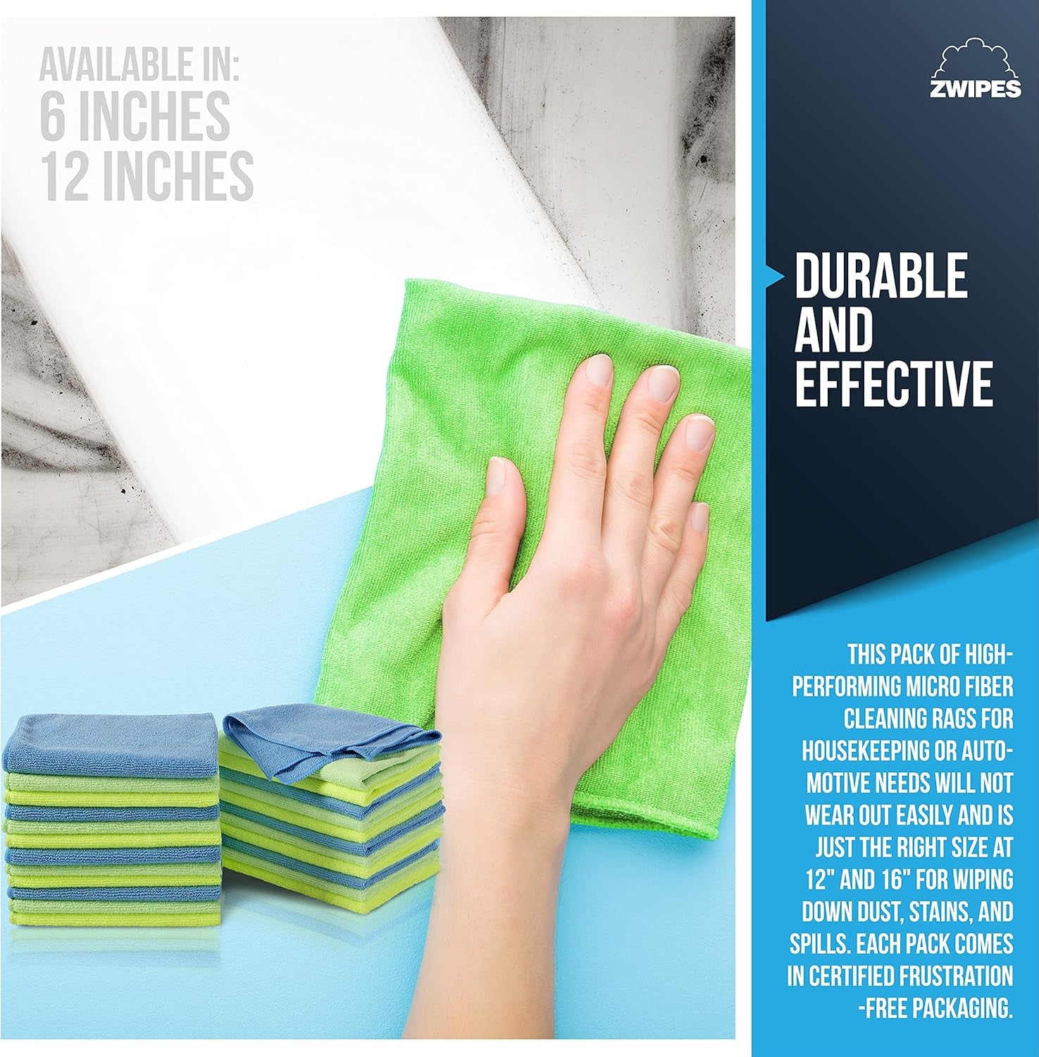 924 Microfiber Cleaning Cloths – 24 Pack Ultra-Soft, Reusable Cloths for Home, Car & Office Cleaning