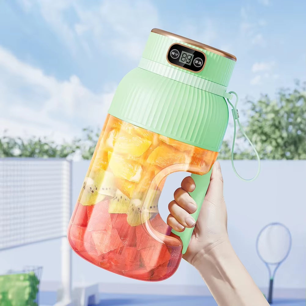 1200ML Portable Electric Juicer Cup – Wireless Rechargeable Smoothie Blender with Digital Display & 10 Blades