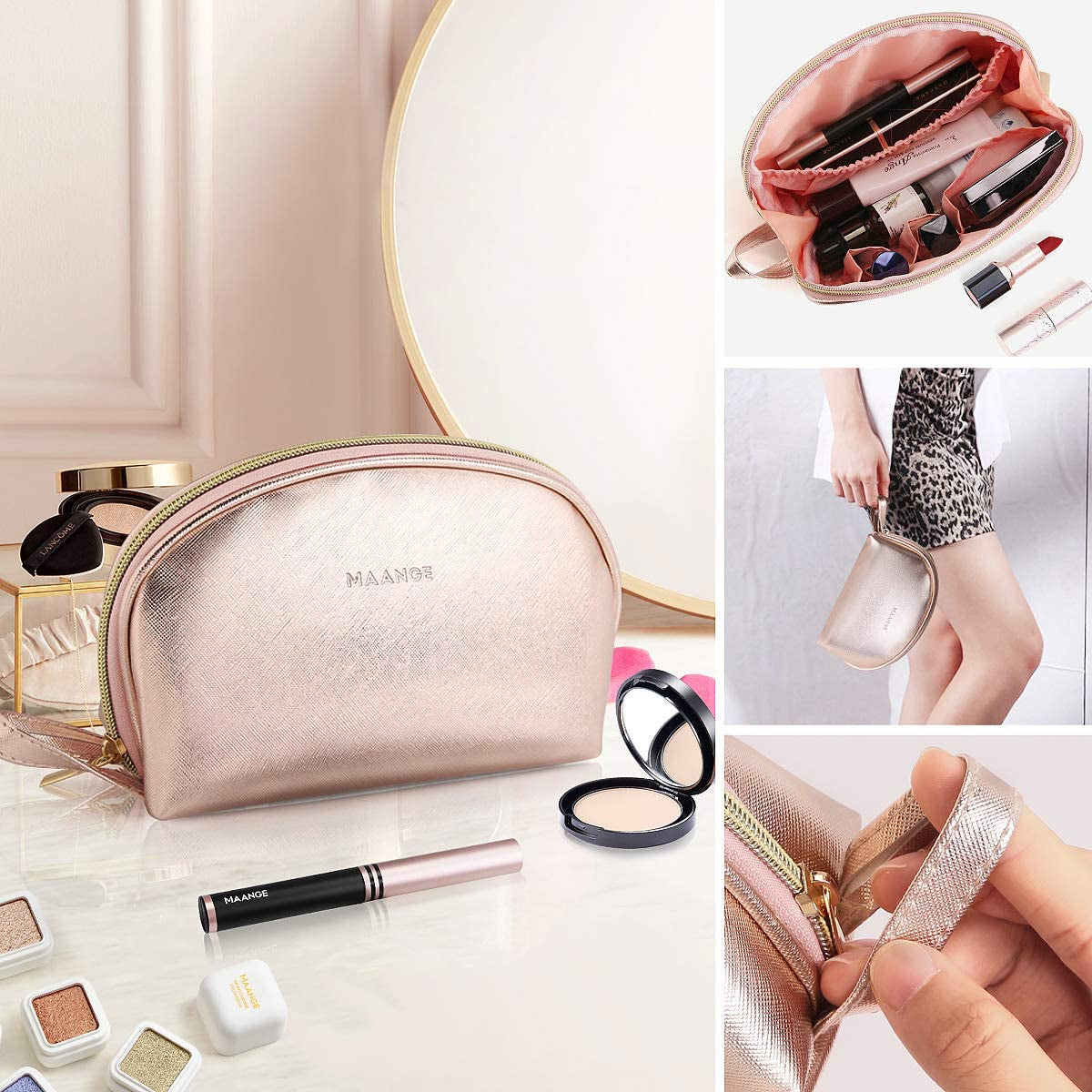 3-Piece Waterproof Makeup Bag Set – Travel Cosmetic Organizer Toiletry Pouches with Zipper for Women – Portable Wash Bags for Skincare, Beauty & Accessories