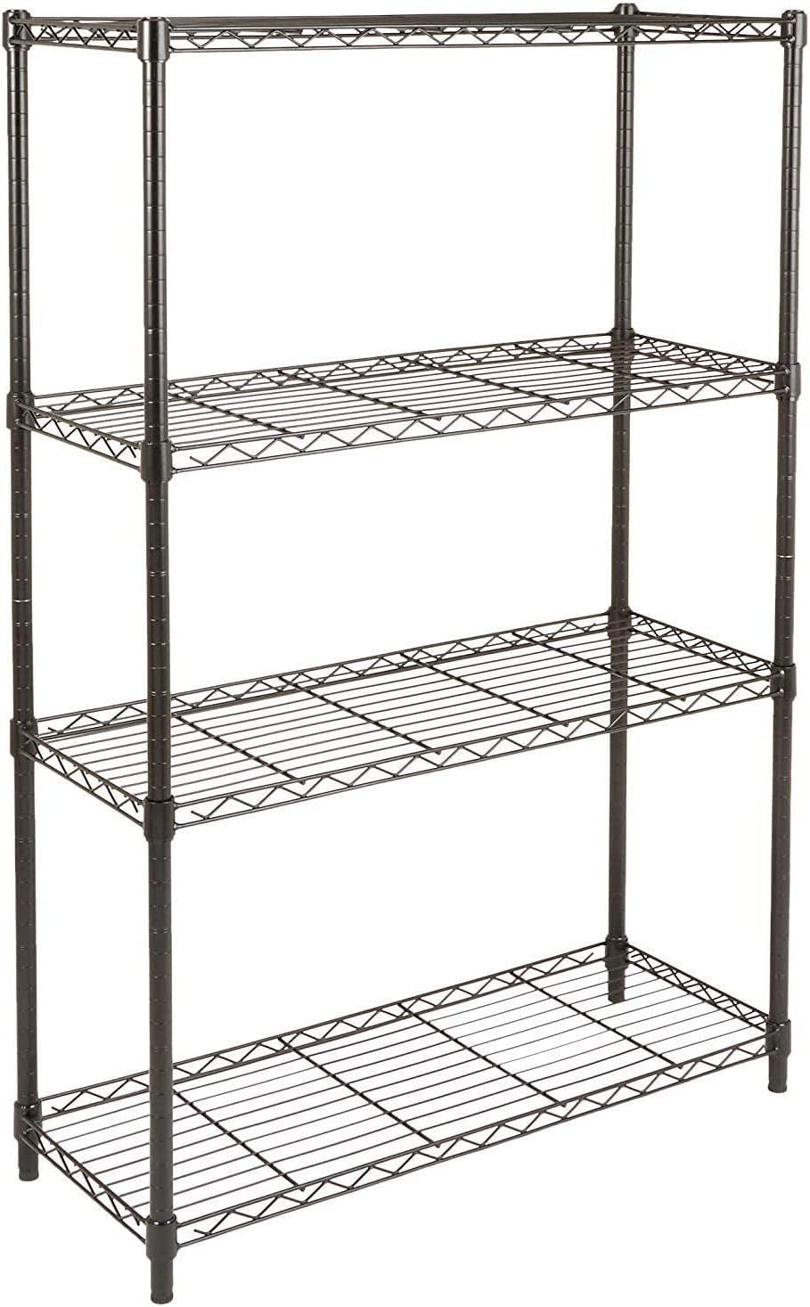 Heavy-Duty 4-Shelf Storage Unit – Black Adjustable Shelving Rack with Levelling Feet, 640kg Capacity, 91.4×35.6×137.1cm