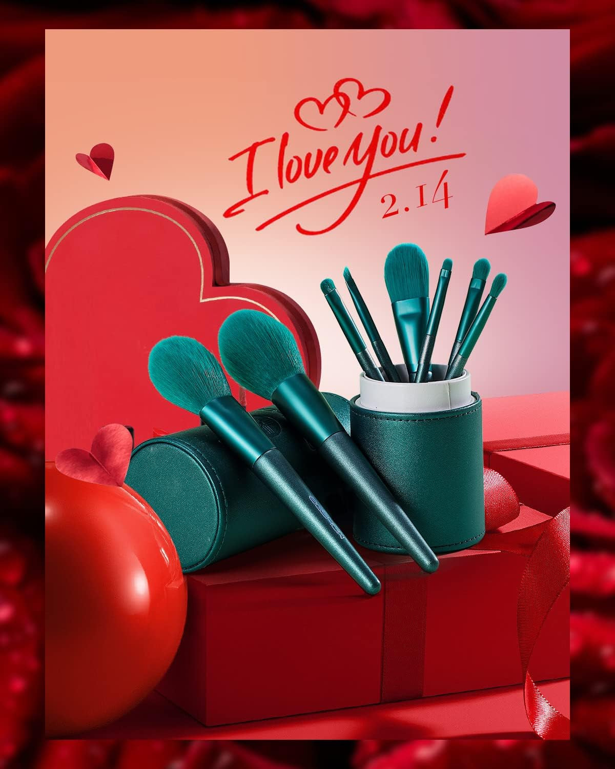 8-Piece Professional Makeup Brush Set with Travel Cylinder Case – Soft Synthetic Brushes for Foundation, Powder, Concealer, Blending & Eye Makeup