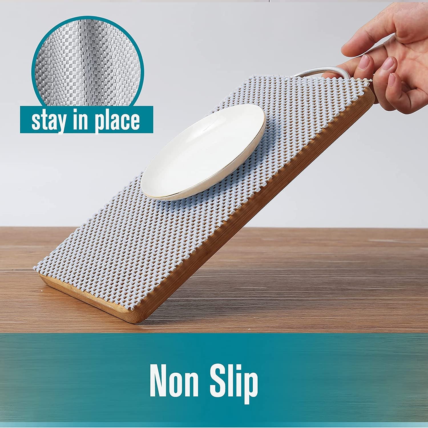 Shelf Liner Roll – 12" x 20ft Non-Adhesive Drawer Liner with Non-Slip Grip for Kitchen Cabinets, Storage Shelves & Desks (Light Gray)