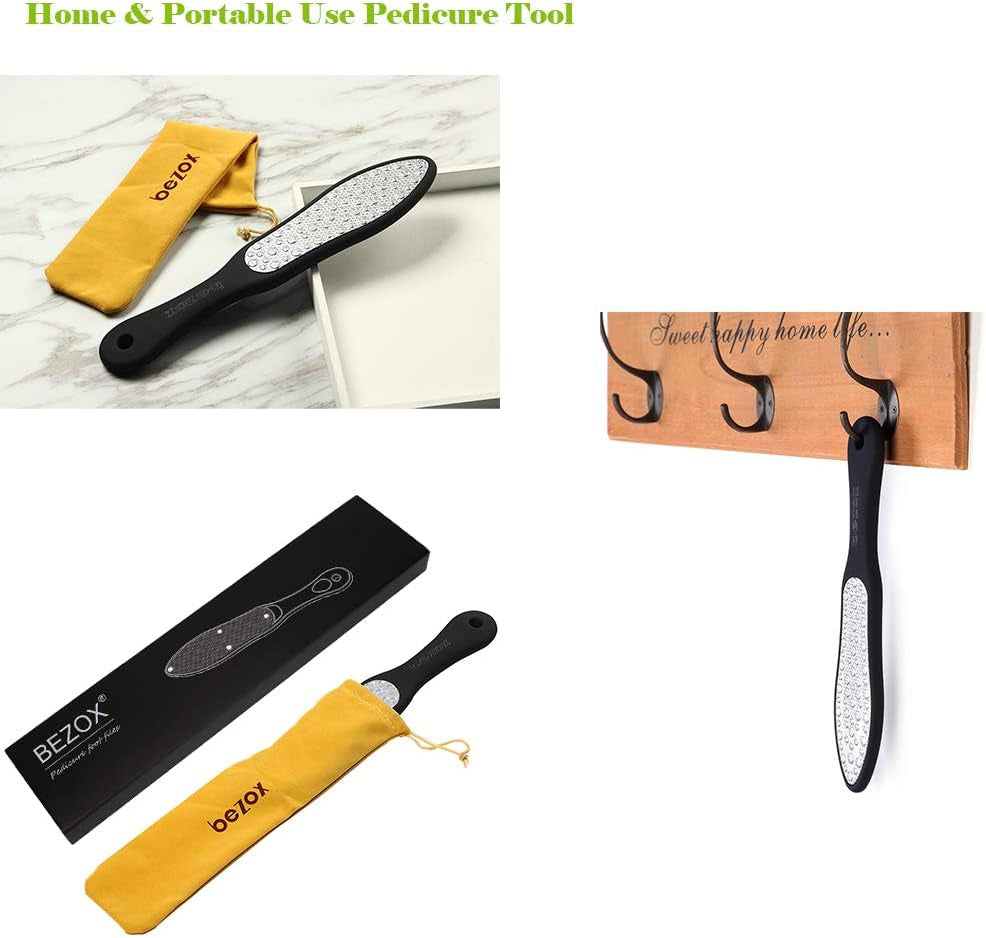 Premium Double-Sided Foot File – Heavy Duty Stainless Steel Pedicure Rasp for Cracked Heels & Callus Removal, Soft Silicone Handle