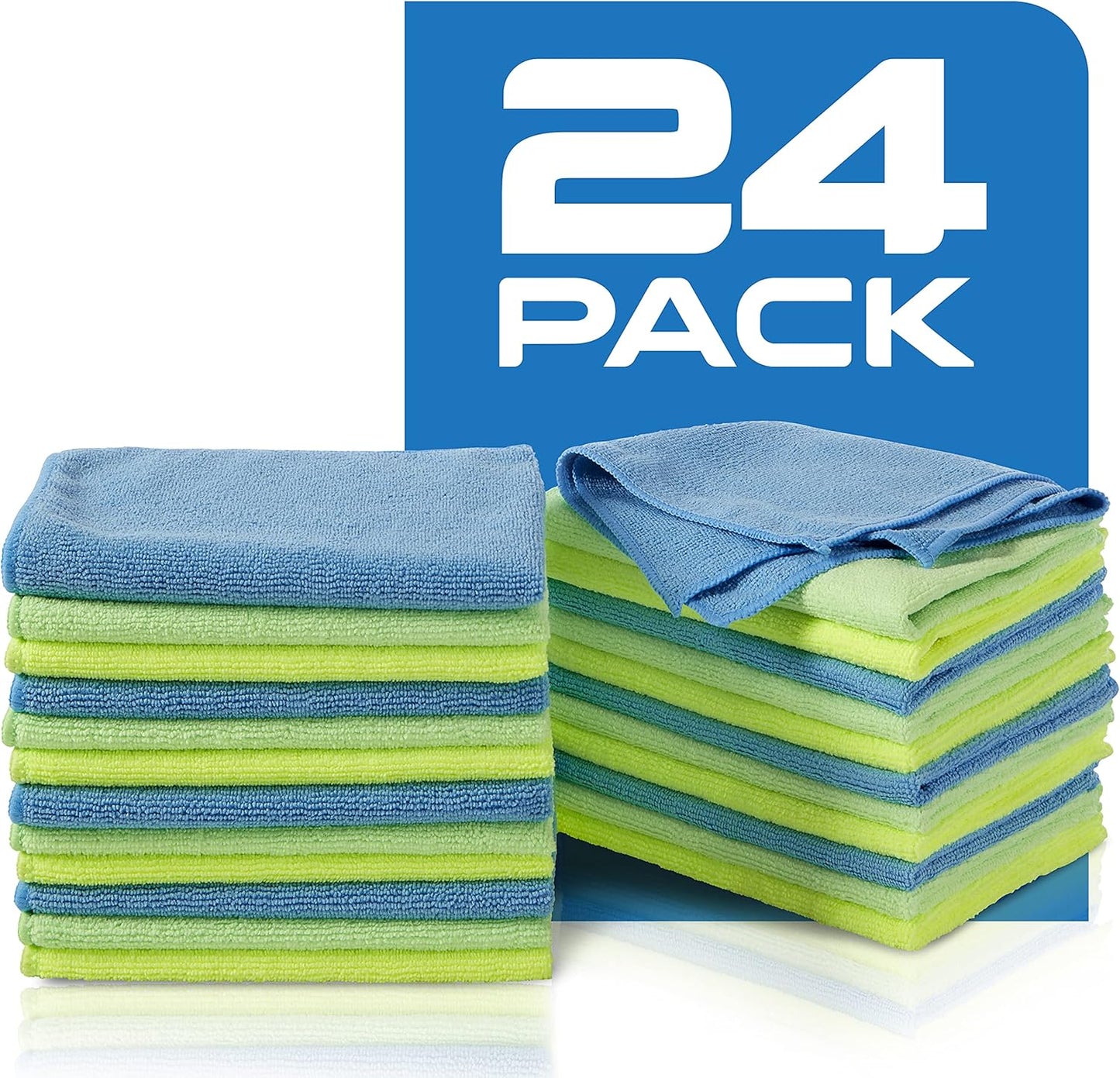 924 Microfiber Cleaning Cloths – 24 Pack Ultra-Soft, Reusable Cloths for Home, Car & Office Cleaning