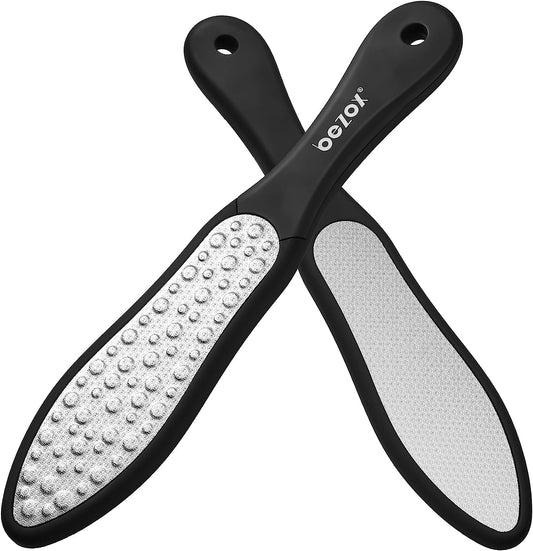 Premium Double-Sided Foot File – Heavy Duty Stainless Steel Pedicure Rasp for Cracked Heels & Callus Removal, Soft Silicone Handle